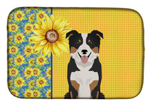 Load image into Gallery viewer, Summer Sunflowers Tricolor Border Collie Dish Drying Mat – Absorbent, Artistic Kitchen Essentials