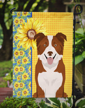Load image into Gallery viewer, Summer Sunflowers Red and White Border Collie Garden Flag – Decorative Outdoor Yard Flag