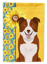 Load image into Gallery viewer, Summer Sunflowers Red and White Border Collie Garden Flag – Decorative Outdoor Yard Flag