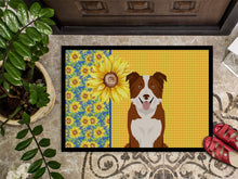 Load image into Gallery viewer, Summer Sunflowers Red and White Border Collie Doormat - 24x36 Decorative Floor Mat – Indoor/Outdoor Rug with Artistic Flair