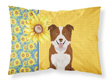 Load image into Gallery viewer, Summer Sunflowers Red and White Border Collie Fabric Standard Pillowcase – Artistic Decorative Front, White Back