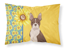 Load image into Gallery viewer, Summer Sunflowers Red Boston Terrier Fabric Standard Pillowcase – Artistic Decorative Front, White Back