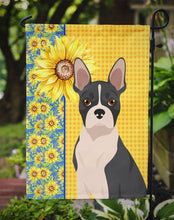 Load image into Gallery viewer, Summer Sunflowers Black Boston Terrier Garden Flag – Decorative Outdoor Yard Flag