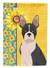 Load image into Gallery viewer, Summer Sunflowers Black Boston Terrier Garden Flag – Decorative Outdoor Yard Flag