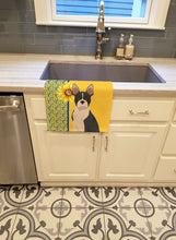 Load image into Gallery viewer, Summer Sunflowers Black Boston Terrier Kitchen Towel