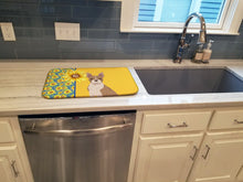 Load image into Gallery viewer, Summer Sunflowers Fawn Boston Terrier Dish Drying Mat – Absorbent, Artistic Kitchen Essentials