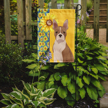 Load image into Gallery viewer, Summer Sunflowers Fawn Boston Terrier Garden Flag – Decorative Outdoor Yard Flag