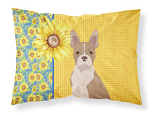 Load image into Gallery viewer, Summer Sunflowers Fawn Boston Terrier Fabric Standard Pillowcase – Artistic Decorative Front, White Back
