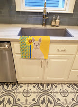 Load image into Gallery viewer, Summer Sunflowers White Boston Terrier Kitchen Towel