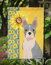 Load image into Gallery viewer, Summer Sunflowers Blue Boston Terrier Garden Flag – Decorative Outdoor Yard Flag