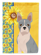Load image into Gallery viewer, Summer Sunflowers Blue Boston Terrier Garden Flag – Decorative Outdoor Yard Flag