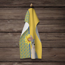 Load image into Gallery viewer, Summer Sunflowers Blue Boston Terrier Kitchen Towel