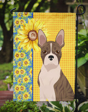 Load image into Gallery viewer, Summer Sunflowers Brindle Boston Terrier Garden Flag – Decorative Outdoor Yard Flag