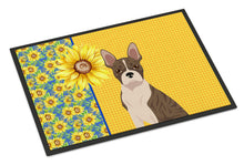 Load image into Gallery viewer, Summer Sunflowers Brindle Boston Terrier Doormat - 24x36 Decorative Floor Mat – Indoor/Outdoor Rug with Artistic Flair