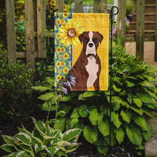 Load image into Gallery viewer, Summer Sunflowers Natural Eared Red Brindle Boxer Garden Flag – Decorative Outdoor Yard Flag