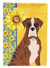 Load image into Gallery viewer, Summer Sunflowers Natural Eared Red Brindle Boxer Garden Flag – Decorative Outdoor Yard Flag