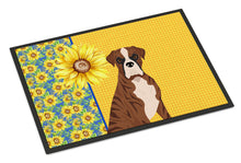 Load image into Gallery viewer, Summer Sunflowers Natural Eared Red Brindle Boxer Doormat - 24x36 Decorative Floor Mat – Indoor/Outdoor Rug with Artistic Flair