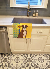Load image into Gallery viewer, Summer Sunflowers Natural Eared Red Brindle Boxer Kitchen Towel