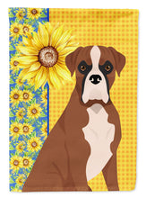 Load image into Gallery viewer, Summer Sunflowers Natural Eared Red Fawn Boxer Garden Flag – Decorative Outdoor Yard Flag
