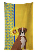 Load image into Gallery viewer, Summer Sunflowers Natural Eared Red Fawn Boxer Kitchen Towel
