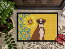 Load image into Gallery viewer, Summer Sunflowers Natural Eared Red Fawn Boxer Doormat - 18x27 Decorative Floor Mat – Indoor/Outdoor Rug with Artistic Flair