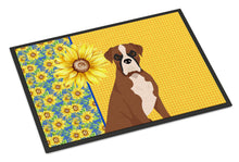 Load image into Gallery viewer, Summer Sunflowers Natural Eared Red Fawn Boxer Doormat - 18x27 Decorative Floor Mat – Indoor/Outdoor Rug with Artistic Flair