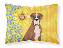 Load image into Gallery viewer, Summer Sunflowers Natural Eared Red Fawn Boxer Fabric Standard Pillowcase – Artistic Decorative Front, White Back
