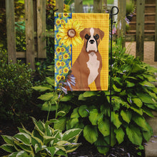 Load image into Gallery viewer, Summer Sunflowers Natural Eared Fawn Boxer Garden Flag – Decorative Outdoor Yard Flag