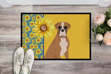 Load image into Gallery viewer, Summer Sunflowers Natural Eared Fawn Boxer Doormat - 24x36 Decorative Floor Mat – Indoor/Outdoor Rug with Artistic Flair
