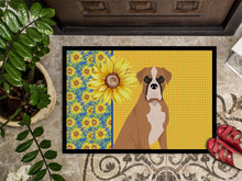 Load image into Gallery viewer, Summer Sunflowers Natural Eared Fawn Boxer Doormat - 24x36 Decorative Floor Mat – Indoor/Outdoor Rug with Artistic Flair