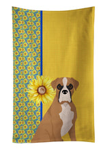 Load image into Gallery viewer, Summer Sunflowers Natural Eared Fawn Boxer Kitchen Towel