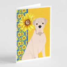 Load image into Gallery viewer, Summer Sunflowers Natural Eared White Boxer Greeting Cards -  Blank Note Cards – 8-Pack of Artist-Designed Cards with Envelopes