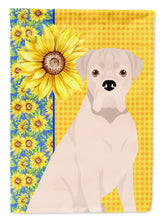 Load image into Gallery viewer, Summer Sunflowers Natural Eared White Boxer Garden Flag – Decorative Outdoor Yard Flag
