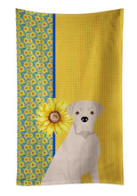 Load image into Gallery viewer, Summer Sunflowers Natural Eared White Boxer Kitchen Towel