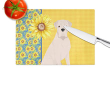 Load image into Gallery viewer, Summer Sunflowers Natural Eared White Boxer Glass Cutting Boards – Durable, Decorative Kitchen Art Large