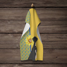 Load image into Gallery viewer, Summer Sunflowers Natural Eared Black Boxer Kitchen Towel