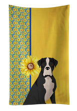 Load image into Gallery viewer, Summer Sunflowers Natural Eared Black Boxer Kitchen Towel