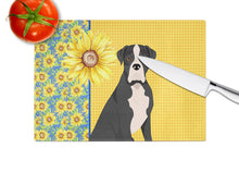 Load image into Gallery viewer, Summer Sunflowers Natural Eared Black Boxer Glass Cutting Boards – Durable, Decorative Kitchen Art Large