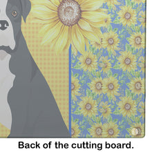 Load image into Gallery viewer, Summer Sunflowers Natural Eared Black Boxer Glass Cutting Boards – Durable, Decorative Kitchen Art Large
