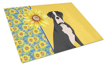 Load image into Gallery viewer, Summer Sunflowers Natural Eared Black Boxer Glass Cutting Boards – Durable, Decorative Kitchen Art Large