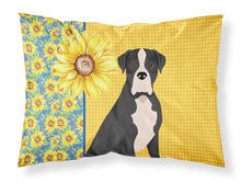 Load image into Gallery viewer, Summer Sunflowers Natural Eared Black Boxer Fabric Standard Pillowcase – Artistic Decorative Front, White Back