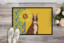 Load image into Gallery viewer, Summer Sunflowers Red Brindle Boxer Doormat - 24x36 Decorative Floor Mat – Indoor/Outdoor Rug with Artistic Flair