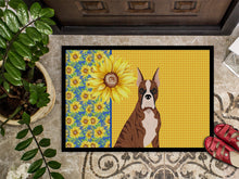 Load image into Gallery viewer, Summer Sunflowers Red Brindle Boxer Doormat - 18x27 Decorative Floor Mat – Indoor/Outdoor Rug with Artistic Flair