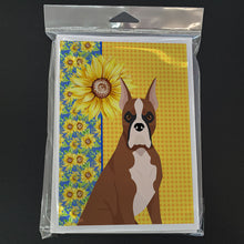 Load image into Gallery viewer, Summer Sunflowers Red Fawn Boxer Greeting Cards -  Blank Note Cards – 8-Pack of Artist-Designed Cards with Envelopes