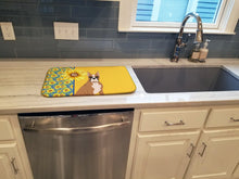 Load image into Gallery viewer, Summer Sunflowers Fawn Boxer Dish Drying Mat – Absorbent, Artistic Kitchen Essentials