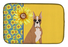 Load image into Gallery viewer, Summer Sunflowers Fawn Boxer Dish Drying Mat – Absorbent, Artistic Kitchen Essentials