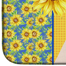 Load image into Gallery viewer, Summer Sunflowers White Boxer Dish Drying Mat – Absorbent, Artistic Kitchen Essentials