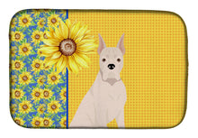 Load image into Gallery viewer, Summer Sunflowers White Boxer Dish Drying Mat – Absorbent, Artistic Kitchen Essentials