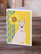 Load image into Gallery viewer, Summer Sunflowers White Boxer Greeting Cards -  Blank Note Cards – 8-Pack of Artist-Designed Cards with Envelopes
