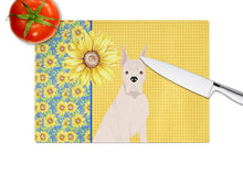 Load image into Gallery viewer, Summer Sunflowers White Boxer Glass Cutting Boards – Durable, Decorative Kitchen Art Large